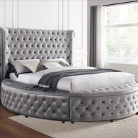 Penthouse2 Black with USB, Round-Shaped Storage Platform Bed, King