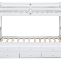 313 Espresso/White/Black Twin Bunk Bed w/ Trundle & 3 Drawers – Solid Wood & Full Slats (PRE-ORDER)