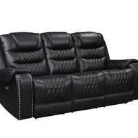 Harley Power Black/Brown - TOP GRAIN LEATHER Reclining Set, Sofa with Drop Down Table with Power Outlets/USB Charging Ports, USB Charging Port per each recliner / PRE-ORDER