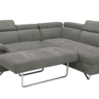 JUSTIN GRAY SLEEPER Right arm facing chaise SECTIONAL SET, Silver metal legs