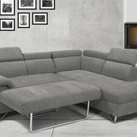 JUSTIN GRAY SLEEPER Right arm facing chaise SECTIONAL SET, Silver metal legs