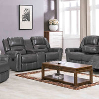Lexington Brown/Black/Gray 2023 3PC Reclining Living Room Set, Sofa with Drop Down Wood Panel and Cupholders, Loveseat with Console and 2 Rockers & Recliner Chair with Rocker