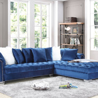London Oversized Sectional Black Velvet, featuring nailhead trim & chrome legs, accent pillows