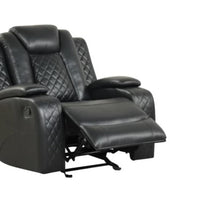 3PC Black Manual Reclining Set, Bluetooth Speakers on Loveseat, Sofa Drop Down w/ 2 Charging Pads, **SALE**