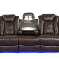 3PC Brown Reclining Living Room Set- BLUETOOTH SPEAKERS/LED, Manual Reclining, Sofa Drop Down w/2 Charging Pads, Reading Lights /Pre Order