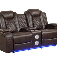 3PC Brown Reclining Living Room Set- BLUETOOTH SPEAKERS/LED, Manual Reclining, Sofa Drop Down w/2 Charging Pads, Reading Lights /Pre Order