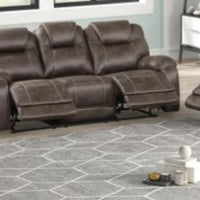 Madrid - 3PC **OVERSIZED** Fabric Chocolate Reclining Set ( Sofa w/ Drop Down Table with Cupholders & Power Box (USB/Power Outlets) - Loveseat with Storage Console - Recliner Chair )