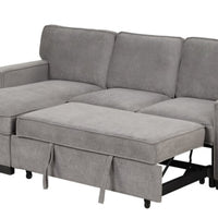 Marcos Gray Sleeper Sectional, With Pull-Out Bed, Storage Chaise, Drop Down Table + 2 Cupholders & 2 USB Charging Ports