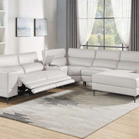 MILANO BLACK/GRAY/PEARL - Power Reclining Modular Sectional in Leather Gel, 2 POWER RECLINERS WITH ADJUSTABLE HEADREST/ PRE-ORDER
