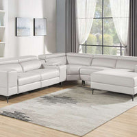 MILANO BLACK/GRAY/PEARL - Power Reclining Modular Sectional in Leather Gel, 2 POWER RECLINERS WITH ADJUSTABLE HEADREST/ PRE-ORDER