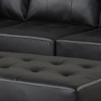 Naomi Small Sectional Sofa Chaise with Ottoman Black PU - Reversible