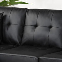 Naomi Small Sectional Sofa Chaise with Ottoman Black PU - Reversible
