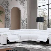 NEWYORK BLACK/GRAY/WHITE - TOP GRAIN LEATHER Power Reclining Sectional, 2 POWER RECLINERS WITH USB/USB-C CHARGING PORTS ON BOTH CORNERS/ PRE-ORDER