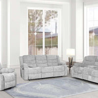 OLIVER Silver RECLINING SET - 3 PC. - SOFA, LOVESEAT w/Storage Console with Stainless Steel Cupholders & RECLINER / PRE-ORDER