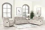 OLIVER Beige RECLINING SET - 3 PC. - SOFA, LOVESEAT w/Storage Console with Stainless Steel Cupholders & RECLINER / PRE-ORDER