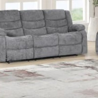 OLIVER CHARCOAL RECLINING SET - 3 PC. - SOFA, LOVESEAT w/Storage Console with Stainless Steel Cupholders & RECLINER