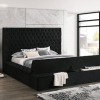 Modern upholstered, Paris Velvet Storage Platform Bed, Queen/King, Grey