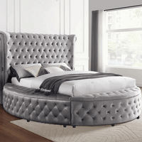 Penthouse2 Black with USB, Round-Shaped Storage Platform Bed, King