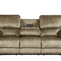 Perry Brown Fabric OVERSIZED 3PC Reclining Set, Sofa with Drop down table and Power Box, Reclining Loveseat with Console & Reclining Chair