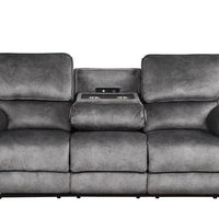 Perry Brown Fabric OVERSIZED 3PC Reclining Set, Sofa with Drop down table and Power Box, Reclining Loveseat with Console & Reclining Chair