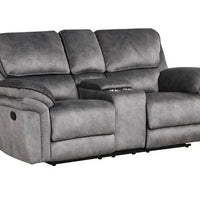 Perry Brown Fabric OVERSIZED 3PC Reclining Set, Sofa with Drop down table and Power Box, Reclining Loveseat with Console & Reclining Chair