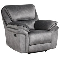 Perry Brown Fabric OVERSIZED 3PC Reclining Set, Sofa with Drop down table and Power Box, Reclining Loveseat with Console & Reclining Chair