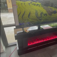 TV Stand with Electric Fireplace , Bluetooth Speaker and Multi Color /Dimmable Lights, Black/White