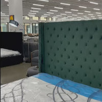 GREEN VELVET QUEEN UPHOLSTERED BED FRAME (Mattress Sold Separately)