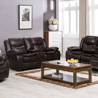 Reno Brown, Black - 2PC or 3PC Reclining Set, Reclining Sofa with Drop Down Table w/ Power Box/Outlet - Reclining Loveseat with Console w/ Power Box/Outlet & Reclining Glider Chair / PRE-ORDER