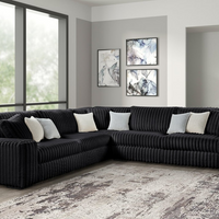Oversized Marshmallow-Style Black Sectional Sofa – Ultra Plush & Spacious Design