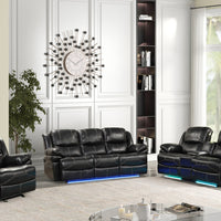 Starship 3PCS Reclining Set, Black, Leather Gel **NEW ARRIVAL**