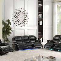 Starship 3PCS Reclining Set, Black, Leather Gel **NEW ARRIVAL**