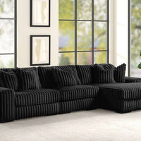 SUNDAY L-SHAPED OVERSIZED 3PC SECTIONAL w/Reversible Back-Seat Cushions BLACK/BEIGE/GRAY