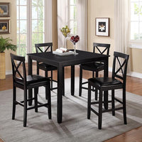 Pub Table and 4 Chairs Set, Cappuccino 5-Pieces Set