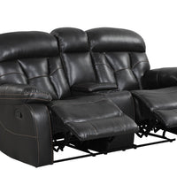 Tiger 3pc Reclining Living Room Set, Black, Reclining Sofa w/Dropdown Reclining Console Loveseat and Glider Recliner