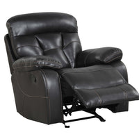 Tiger 3pc Reclining Living Room Set, Black, Reclining Sofa w/Dropdown Reclining Console Loveseat and Glider Recliner