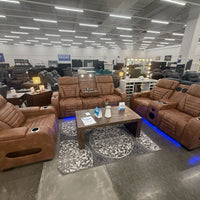 TOKYO 3PC Brown Power Reclining, Power headrest Set, Brown Bluetooth Speaker In Loveseat ** NEW ARRIVAL **