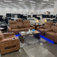 TOKYO 3PC Brown Power Reclining, Power headrest Set, Brown Bluetooth Speaker In Loveseat ** NEW ARRIVAL **