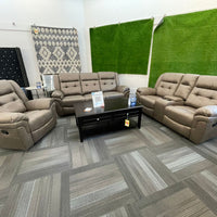 Toris 3-Piece Manual Reclining Living Room Set, Taupe (Brownish Grey)