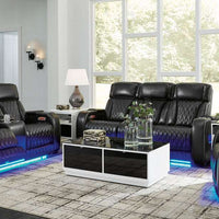 U271-06(Black) /U271-05(Light Gray) Power Reclining Set (Genuine Leather + Air Massage) / PRE-ORDER , Air massage system includes 3 settings: steady, pulse and wave (with automatic 20-minute shutoff feature)
