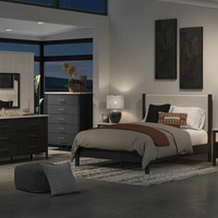 HH11-113 (5 Piece) Black Wood Bedroom Set – Bold, Minimalist, and Elegant