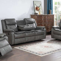 Weston Grey - 3PC Reclining Living Room Set - Sofa Drop Down Table with Power Outlet/USB Charging Ports, Loveseat with Gliders and Storage Console with Power Outlet/USB Charging Ports & Rocking Chair