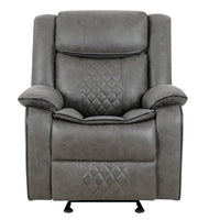 Weston Grey - 3PC Reclining Living Room Set - Sofa Drop Down Table with Power Outlet/USB Charging Ports, Loveseat with Gliders and Storage Console with Power Outlet/USB Charging Ports & Rocking Chair