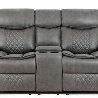 Weston Grey - 3PC Reclining Living Room Set - Sofa Drop Down Table with Power Outlet/USB Charging Ports, Loveseat with Gliders and Storage Console with Power Outlet/USB Charging Ports & Rocking Chair