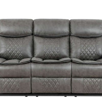 Weston Grey - 3PC Reclining Living Room Set - Sofa Drop Down Table with Power Outlet/USB Charging Ports, Loveseat with Gliders and Storage Console with Power Outlet/USB Charging Ports & Rocking Chair