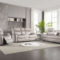 Weston Stone - 3PC Reclining Living Room Set - Sofa Drop Down Table with Power Outlet/USB Charging Ports, Loveseat with Gliders and Storage Console with Power Outlet/USB Charging Ports & Rocking Chair