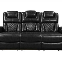 Woodland Black/Brown 3PC Power Reclining Set, Power Headrest, Sofa with Drop Down Table with Power Outlets/USB Charging Ports, USB Charging Ports on each corner, LED Lights under footrest/ PRE-ORDER