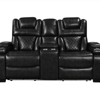 Woodland Black/Brown 3PC Power Reclining Set, Power Headrest, Sofa with Drop Down Table with Power Outlets/USB Charging Ports, USB Charging Ports on each corner, LED Lights under footrest/ PRE-ORDER