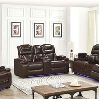 Woodland Black/Brown 3PC Power Reclining Set, Power Headrest, Sofa with Drop Down Table with Power Outlets/USB Charging Ports, USB Charging Ports on each corner, LED Lights under footrest/ PRE-ORDER