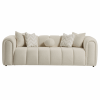 Modern Sofa, Ivory, Includes 4 Square 1 Ball Contemporary Toss Pillow